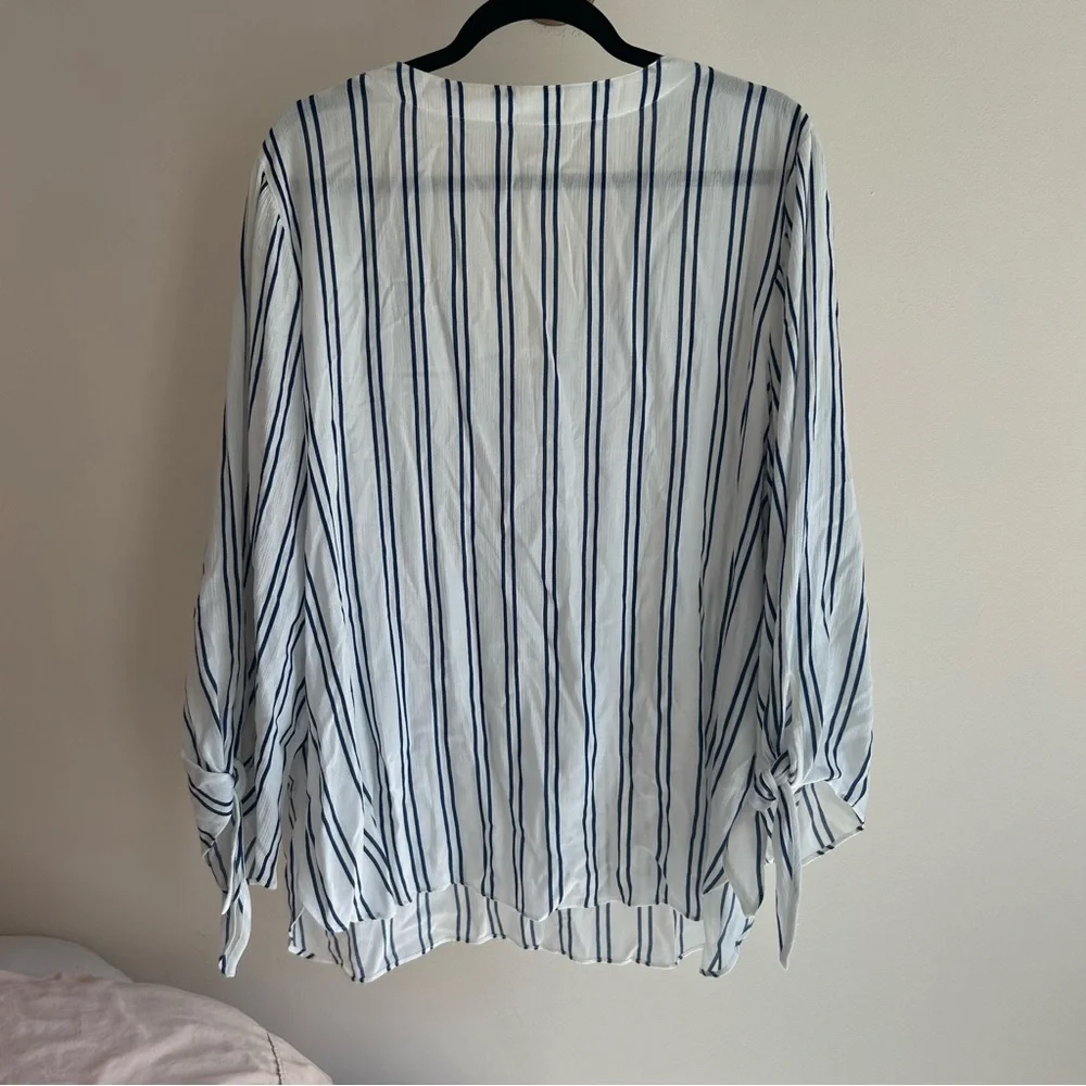 Michael Kors navy and white striped blouse 1X‎